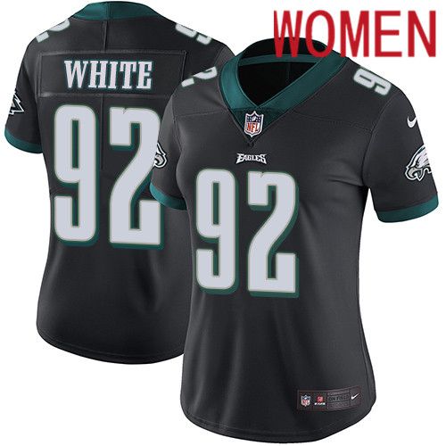 Women Philadelphia Eagles 92 Reggie White Nike Black Vapor Limited NFL Jersey